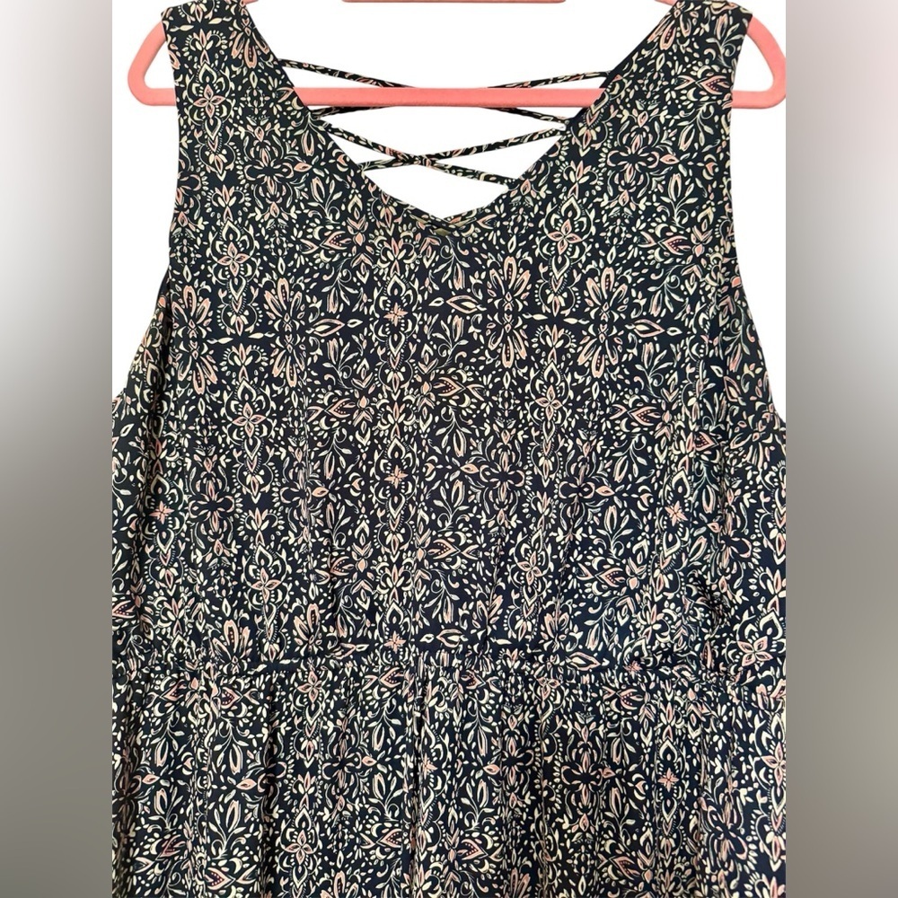 Maurices Sleeveless Dress Blue with Floral Design - Picture 2 of 4